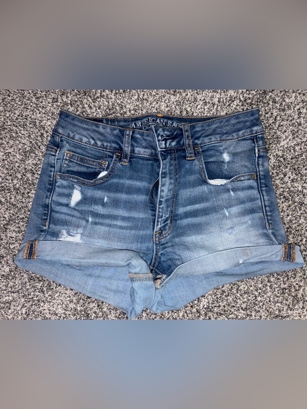 American Eagle Blue Distressed Slim Straight Jeans